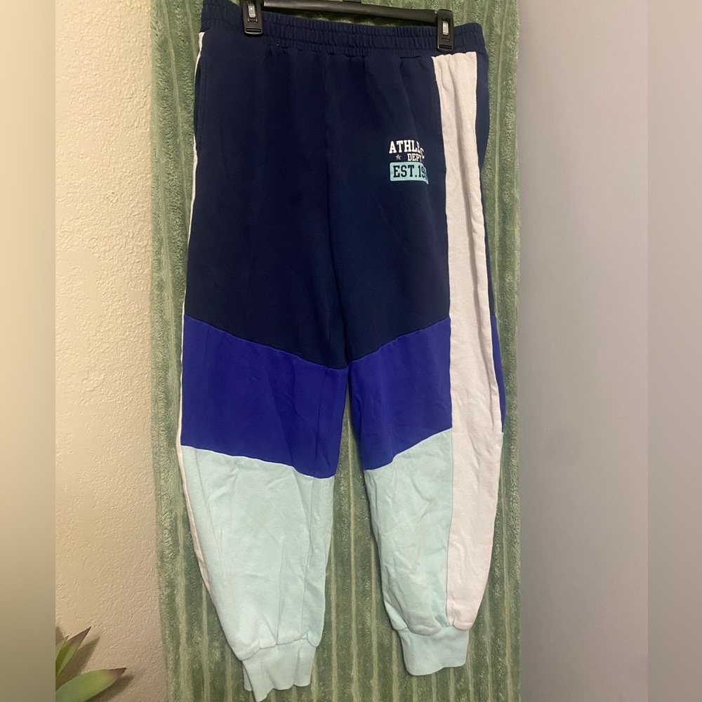 Kids Colorblock Joggers - Blue and White